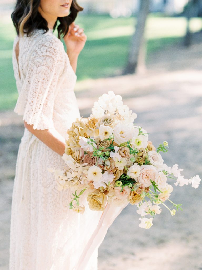 Designs by Hemingway fine art blush bridal bouquet - Hawaii wedding florist 
