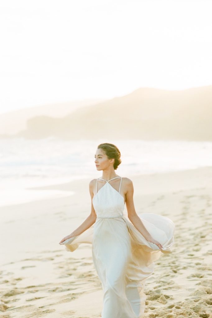 Hawaii beach wedding silk chiffon dress