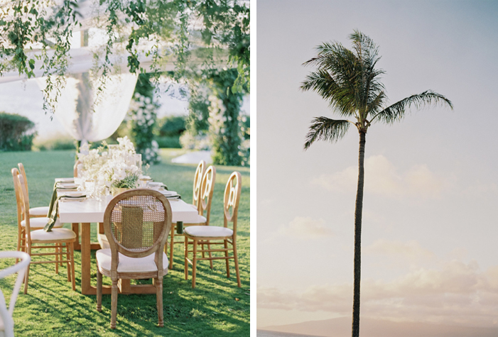 Maui Green and white wedding reception table